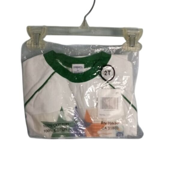 Gymboree 2T Boys Short Sleeve Top White Green Trim Stars 2004 Summer Sports NEW - Picture 2 of 5
